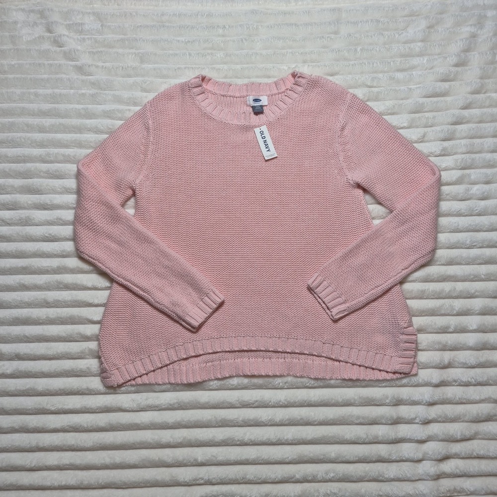 Old Navy Girls Pink Pullover Sweater Wide Hem Split Detail Size XL   14 NWT